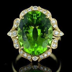 🍁Royal Court Large Oval Zircon Cubic Flower Luxury GoldRings for Women,MARR9192
